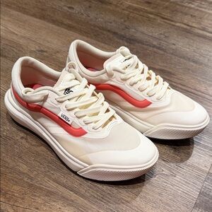 Vans Off-White and Coral Sneakers